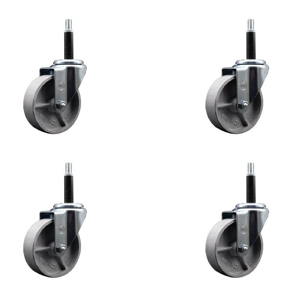 4'' Semi Steel Wheel Swivel 3/4'' Expanding Stem Caster Set, 4PK